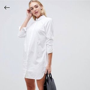 NWT ASOS Button Up Shirtdress White Tall Small